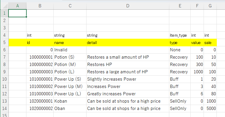 English enum output example