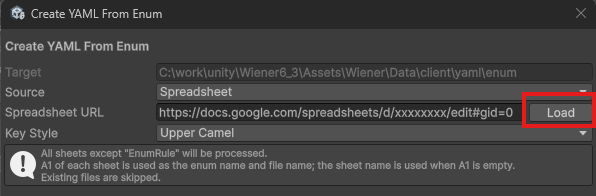 Select spreadsheet