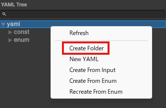 Create item folder menu